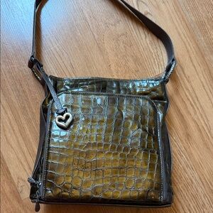 Brighton Green Croc-Embossed Shoulder Bag